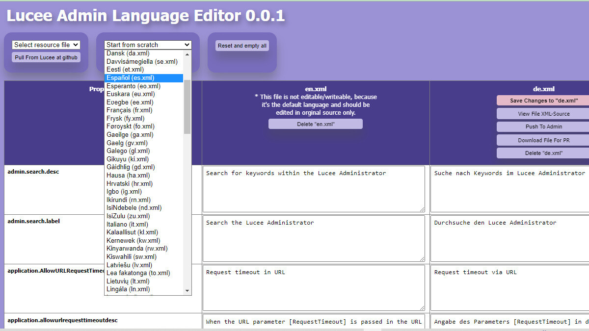 Lucee Admin Language Tool Lucee Admin Language Tool